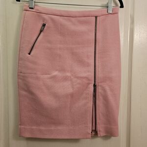 J. CREW the PENCIL SKIRT  women's size 2 pink zip slit front  70% Laine